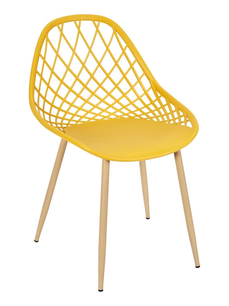 Lot de 4 chaises d'extérieur ajourées en polypropylène MALAGA Jaune - Kiabi
