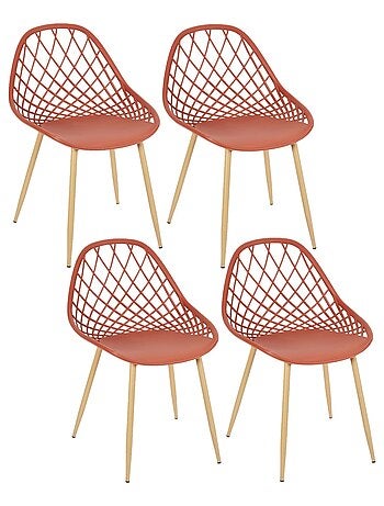 Lot de 4 chaises d'extérieur ajourées en polypropylène MALAGA