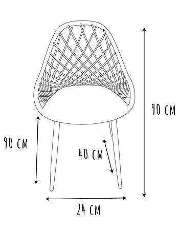 Lot de 4 chaises d'extérieur ajourées en polypropylène MALAGA