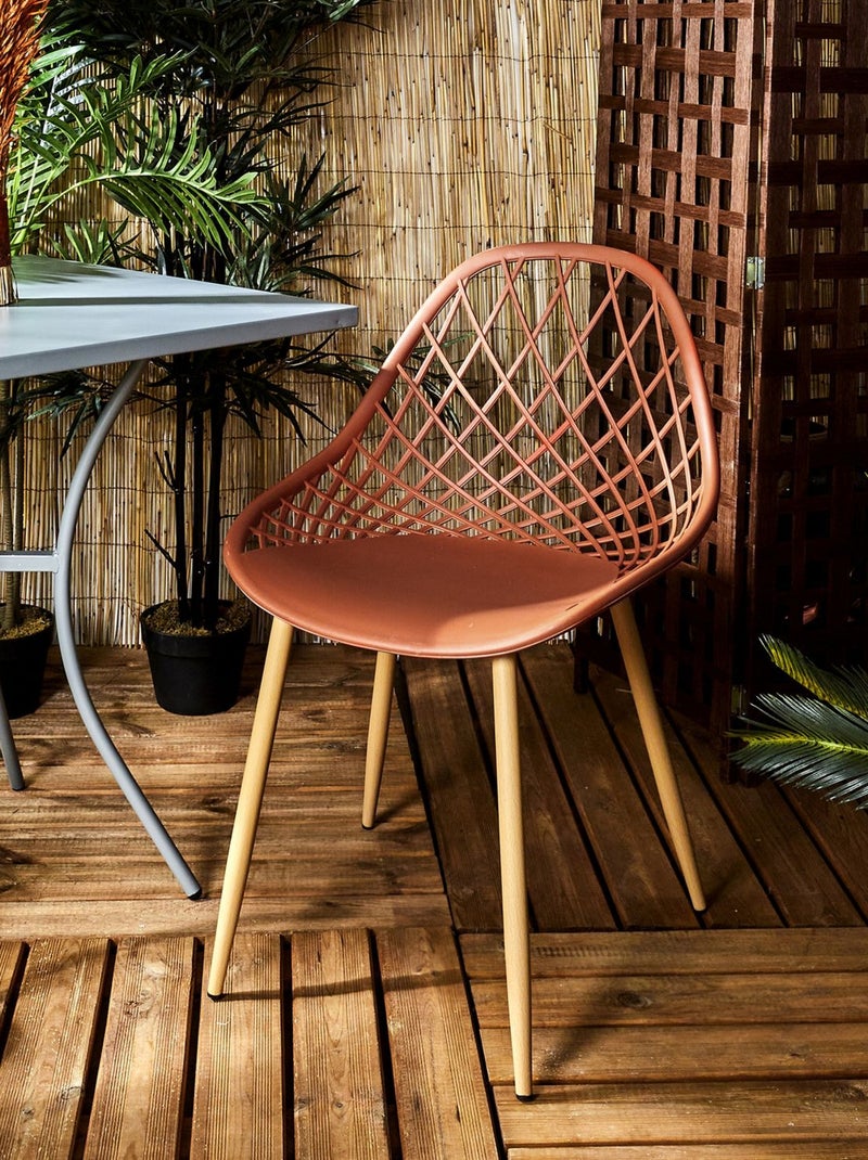 Lot de 4 chaises d'extérieur ajourées en polypropylène MALAGA Rouge - Kiabi