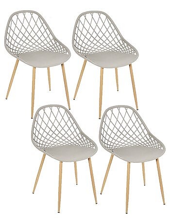 Lot de 4 chaises d'extérieur ajourées en polypropylène MALAGA