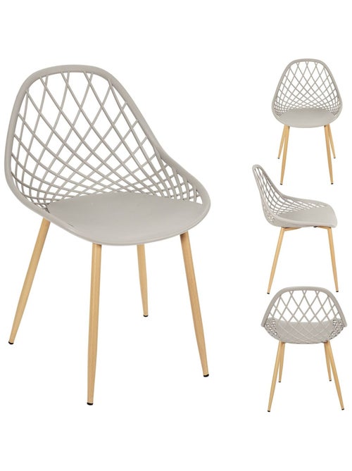 Lot de 4 chaises d'extérieur ajourées en polypropylène MALAGA - Kiabi