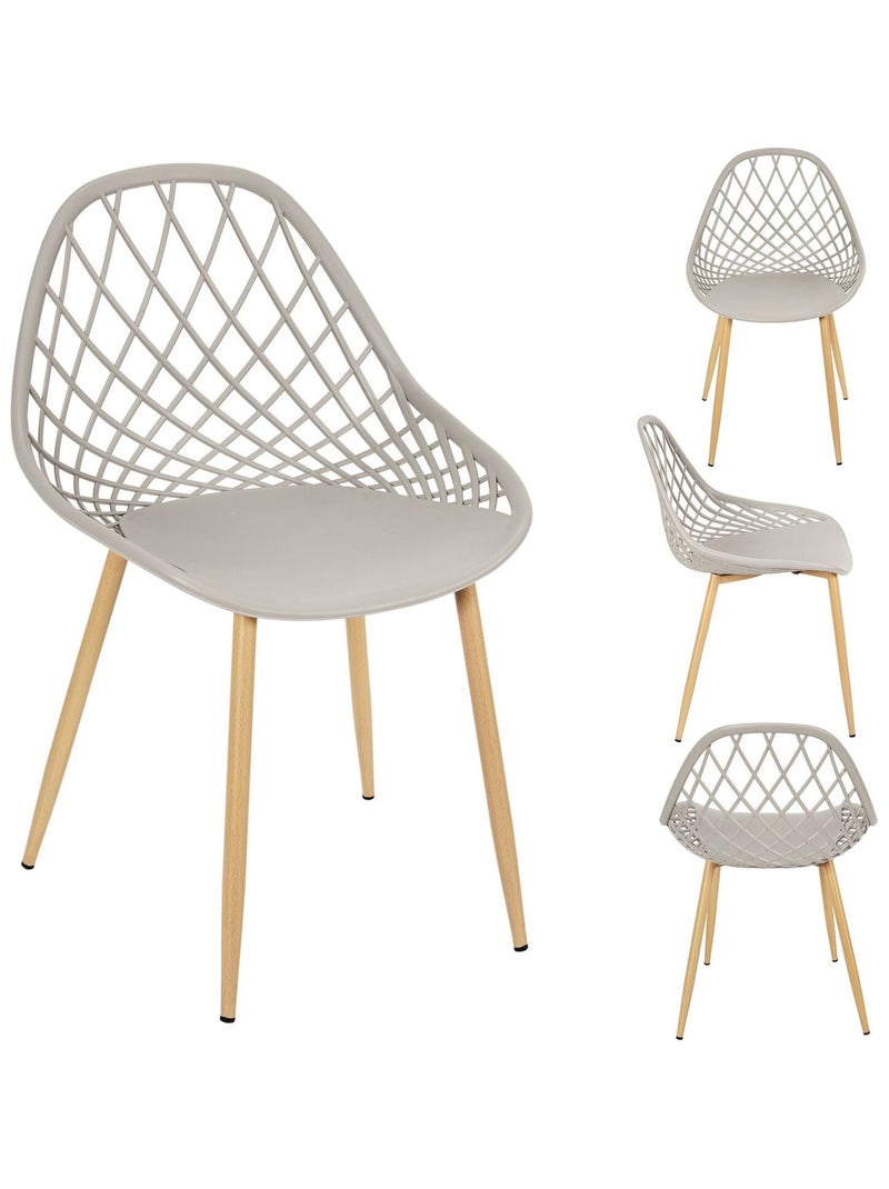 Lot de 4 chaises d'extérieur ajourées en polypropylène MALAGA Taupe - Kiabi