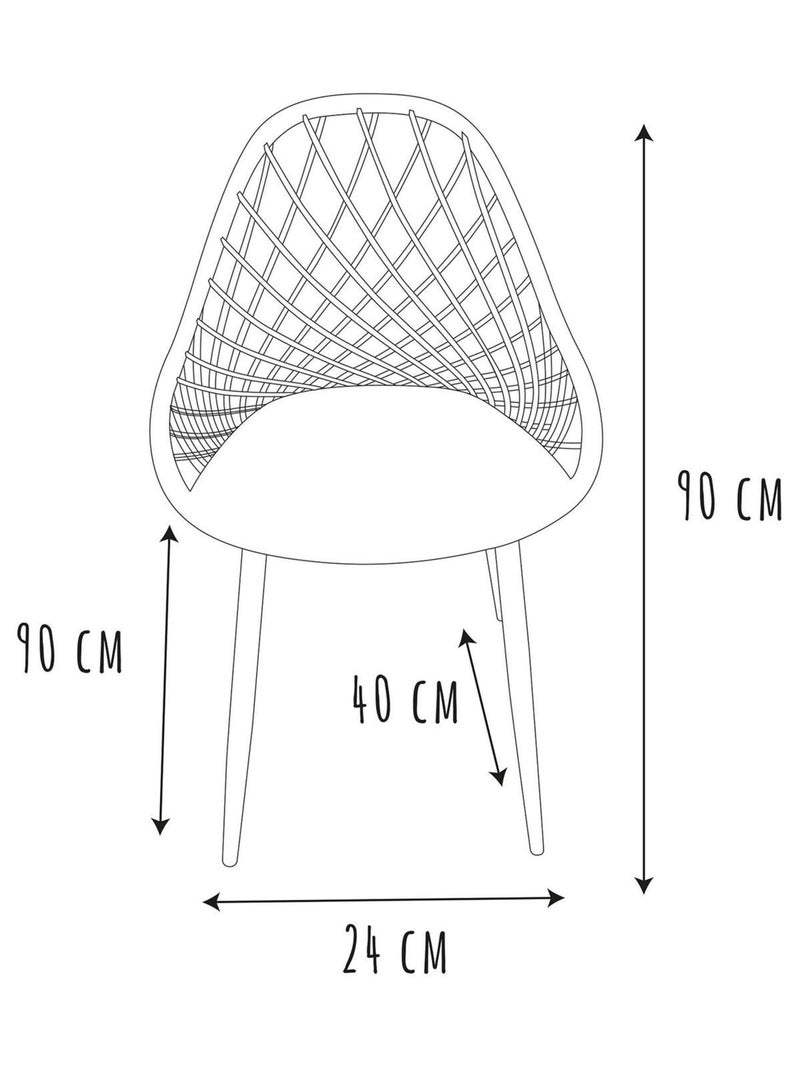 Lot de 4 chaises d'extérieur ajourées en polypropylène MALAGA Taupe - Kiabi