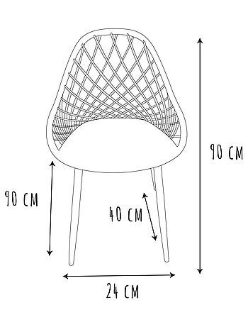 Lot de 4 chaises d'extérieur ajourées en polypropylène MALAGA