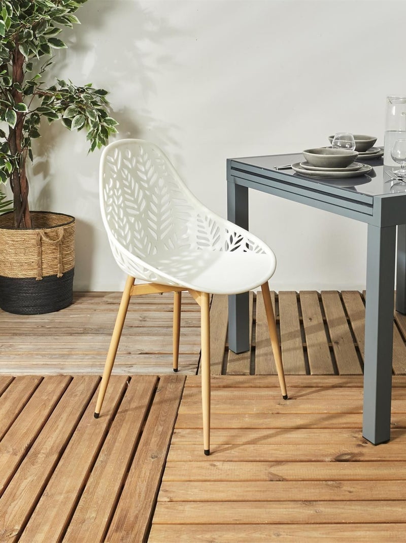 Lot de 4 chaises d'extérieur effet ajouré CALVI Beige/Blanc - Kiabi