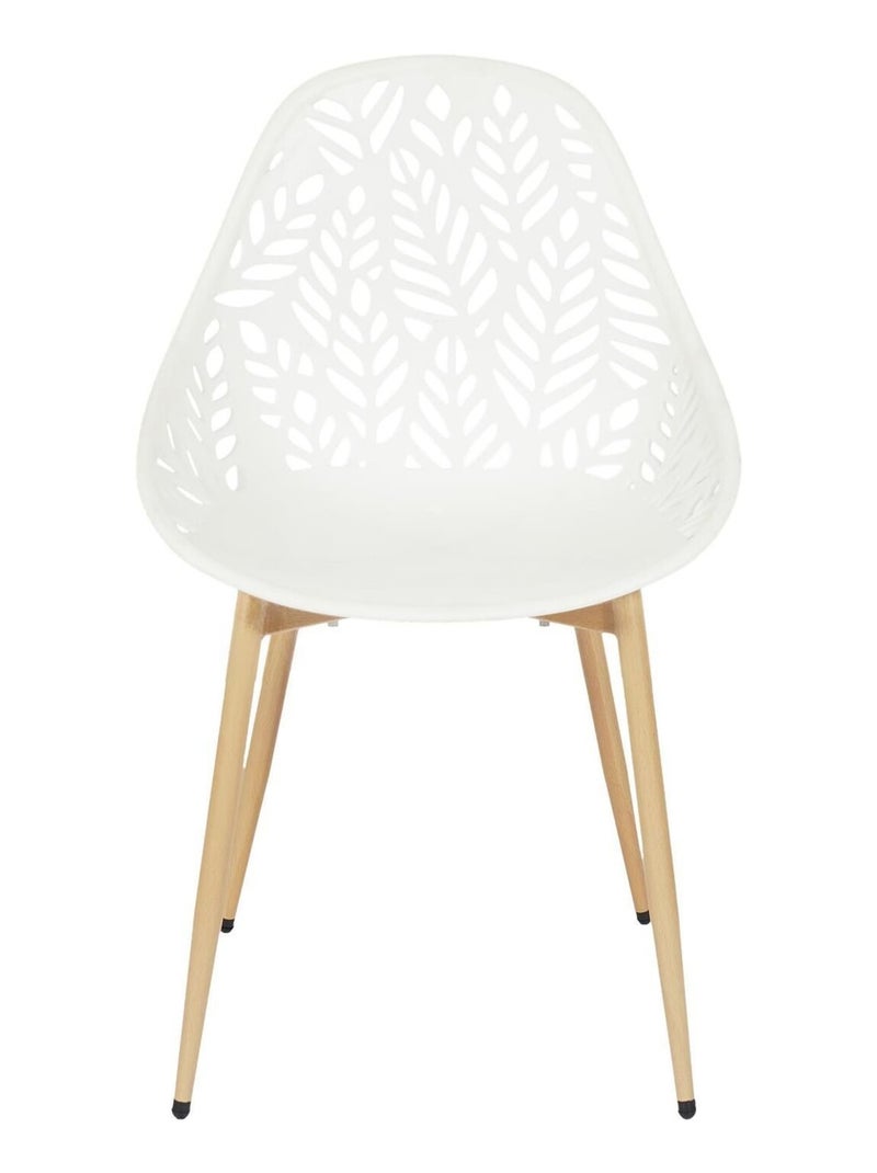 Lot de 4 chaises d'extérieur effet ajouré CALVI Beige/Blanc - Kiabi