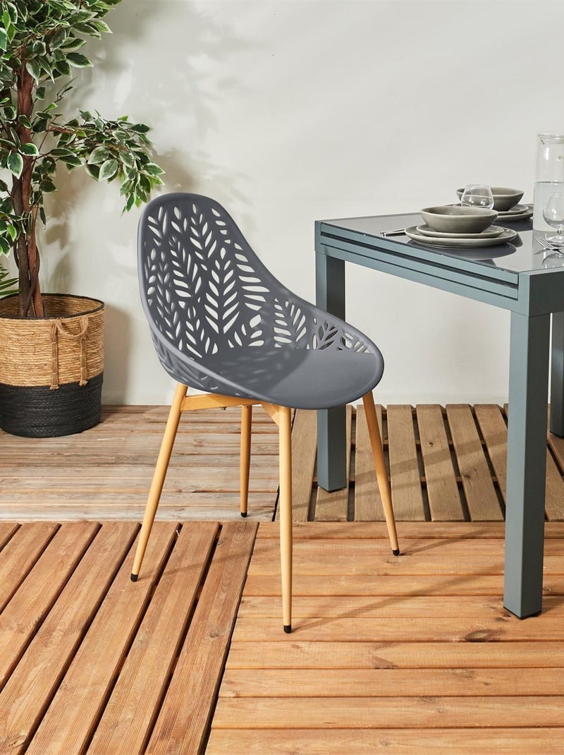 Lot de 4 chaises d'extérieur effet ajouré CALVI Gris - Kiabi