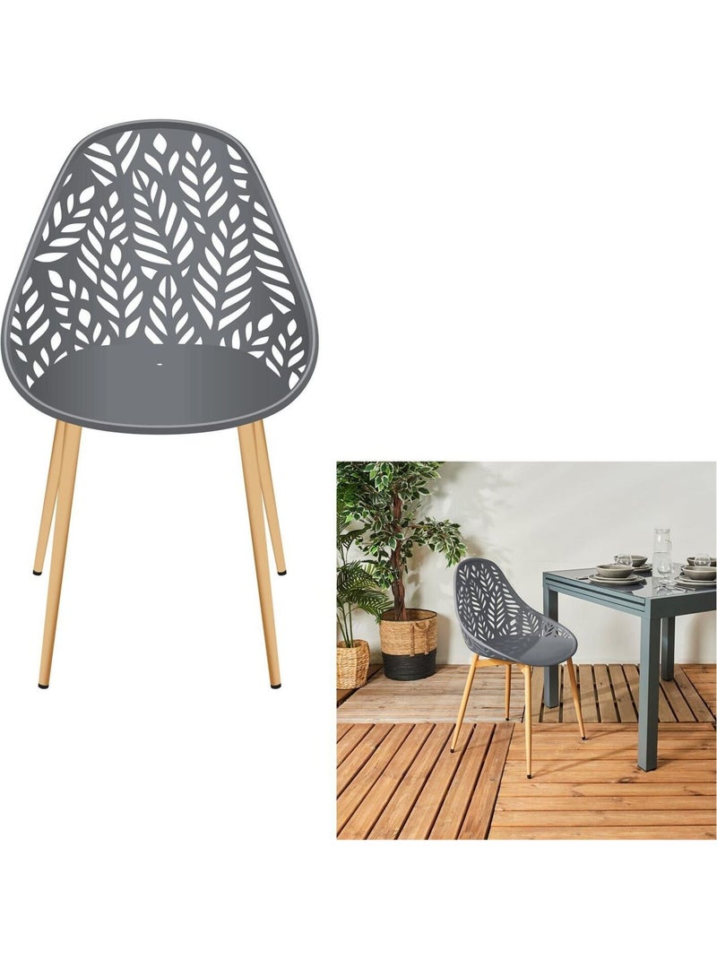 Lot de 4 chaises d'extérieur effet ajouré CALVI Gris - Kiabi