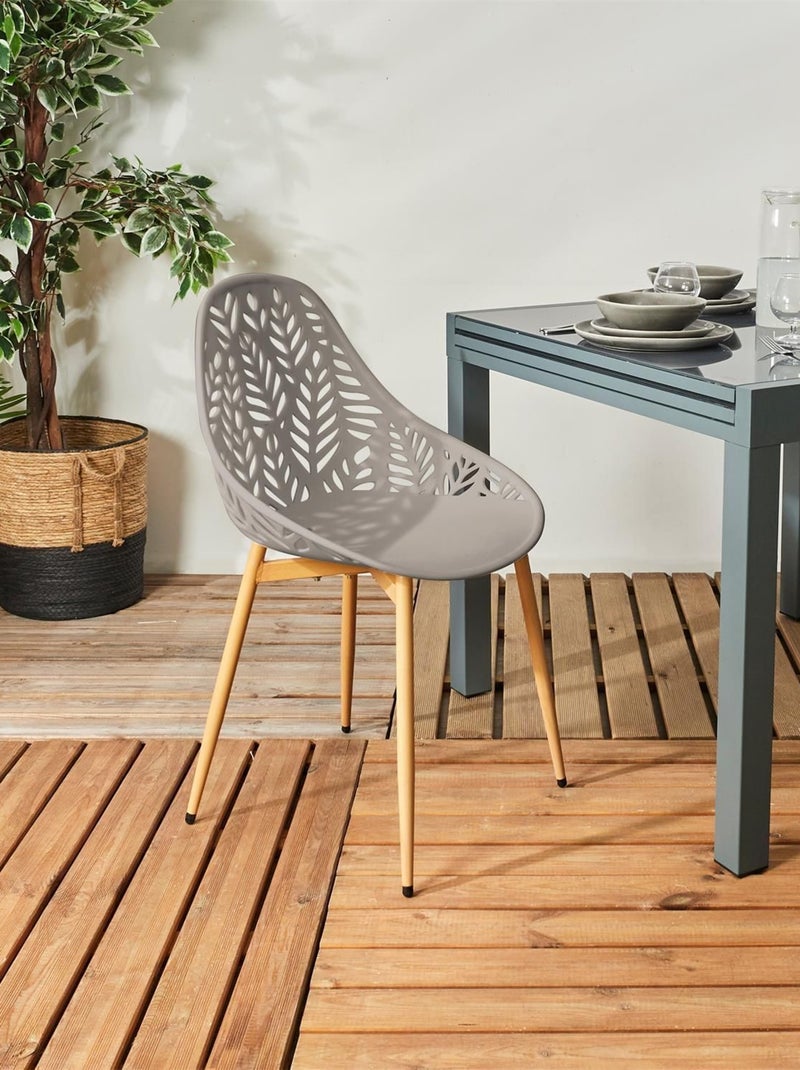 Lot de 4 chaises d'extérieur effet ajouré CALVI Taupe - Kiabi
