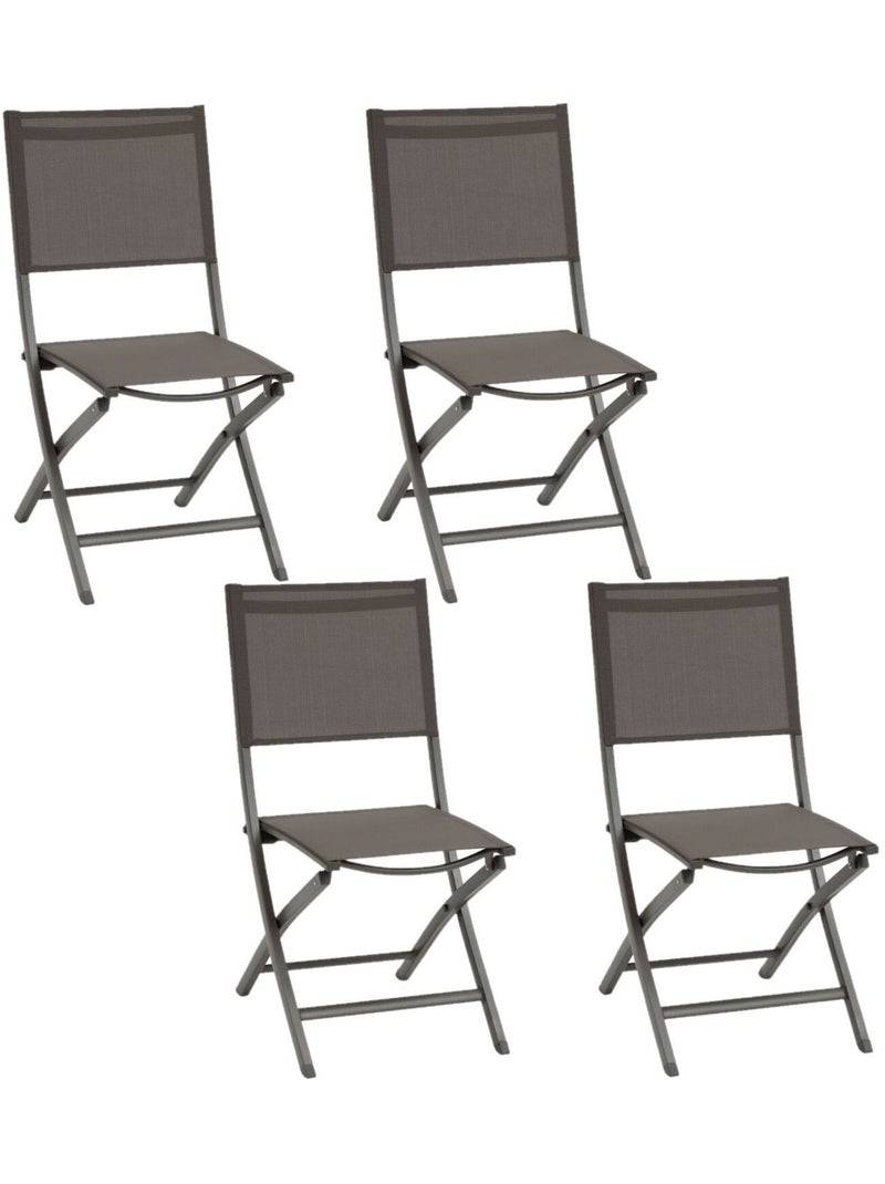 Lot de 4 chaises pliantes en aluminium et texaline ESSENTIA Gris foncé - Kiabi