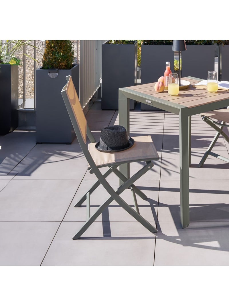 Lot de 4 chaises pliantes en aluminium et texaline ESSENTIA Gris foncé - Kiabi