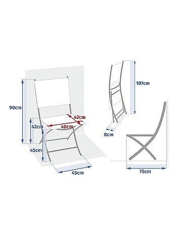 Lot de 4 chaises pliantes en aluminium et texaline ESSENTIA