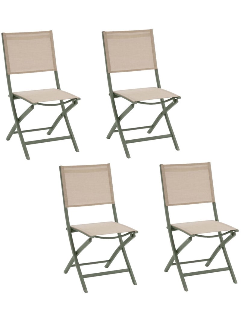 Lot de 4 chaises pliantes en aluminium et texaline ESSENTIA Vert - Kiabi