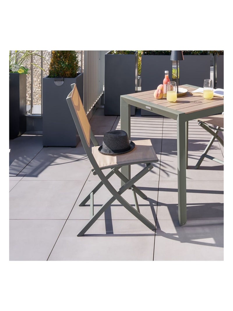 Lot de 4 chaises pliantes en aluminium et texaline ESSENTIA Vert - Kiabi
