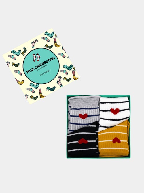 Lot de 4 Chaussettes Amourettes Coeur - Kiabi
