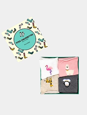 Lot de 4 Chaussettes Animaux