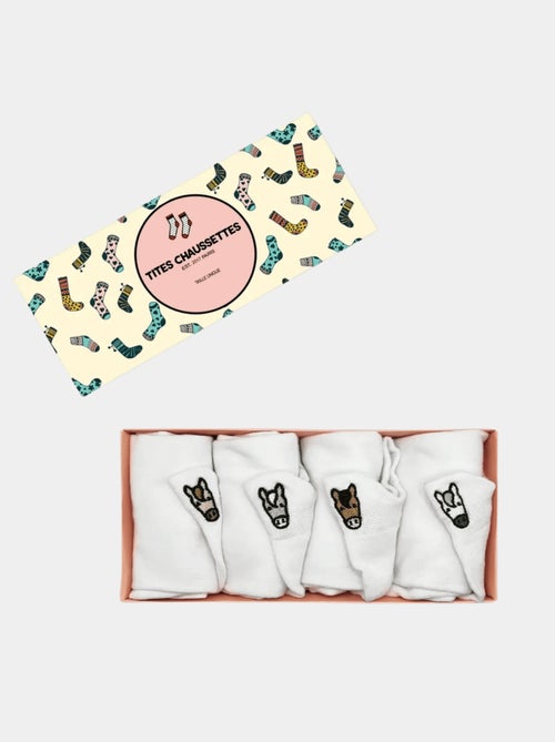 Lot de 4 Chaussettes Blanches Languette Cheval - Kiabi