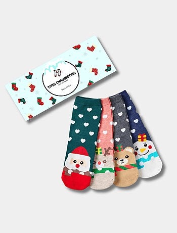 Lot de 4 Chaussettes Coeur Noël & Volant
