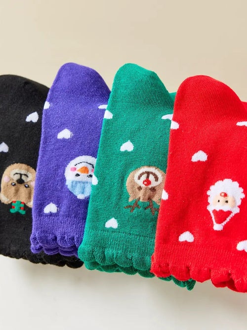 Lot de 4 Chaussettes Coeur Noël & Volant - Kiabi