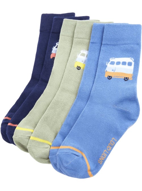 Lot de 4 chaussettes enfant coton motif voiture - vidaxl - Kiabi