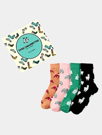 Lot de 4 Chaussettes Hautes Animaux