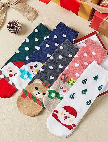 Lot de 4 Chaussettes Hautes Cœur Noël