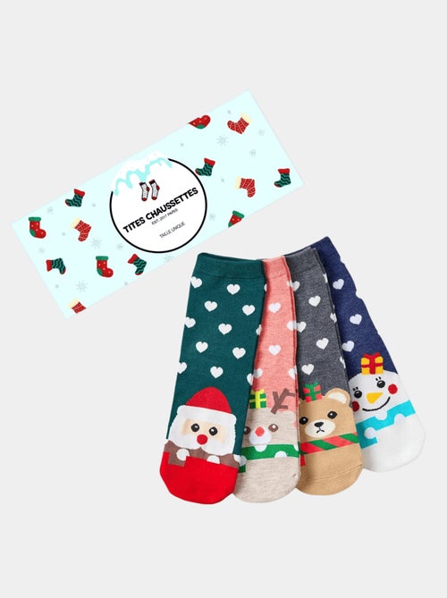 Lot de 4 Chaussettes Hautes Cœur Noël - Kiabi