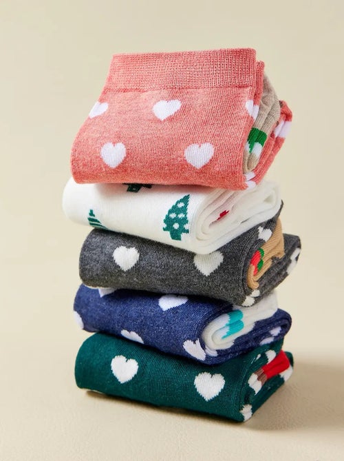 Lot de 4 Chaussettes Hautes Cœur Noël - Kiabi