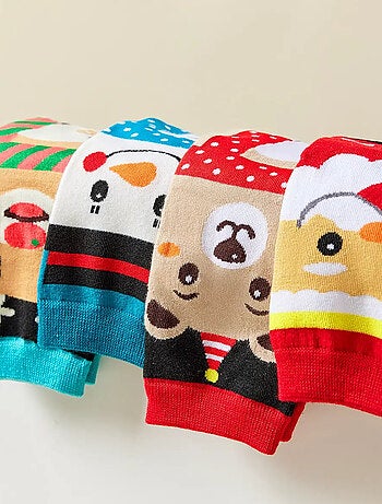 Lot de 4 Chaussettes Hautes Costume Noël
