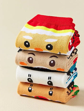 Lot de 4 Chaussettes Hautes Costume Noël