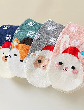 Lot de 4 Chaussettes Hautes Flocons de Noël