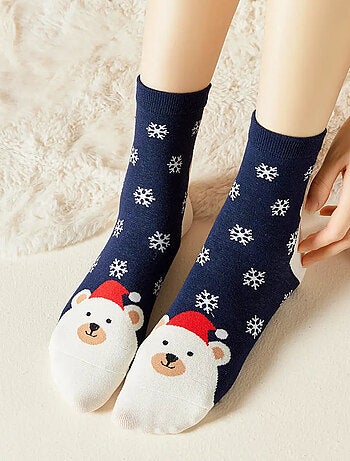 Lot de 4 Chaussettes Hautes Flocons de Noël