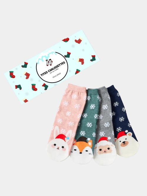 Lot de 4 Chaussettes Hautes Flocons de Noël - Kiabi