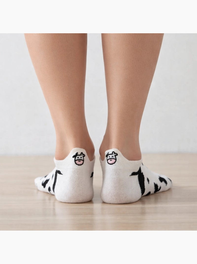 Lot de 4 Chaussettes Languette Vache Noir Blanc - Kiabi