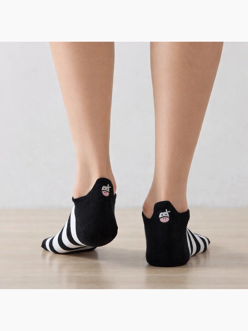 Lot de 4 Chaussettes Languette Vache Noir Blanc - Kiabi