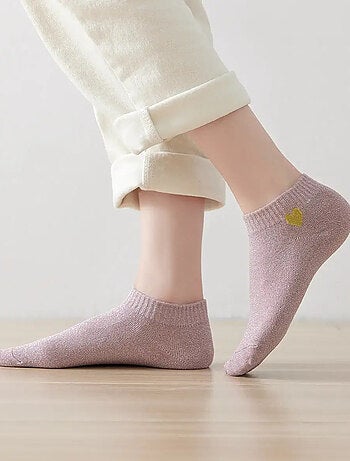 Lot de 4 Chaussettes Lurex & Coeur Pailletées