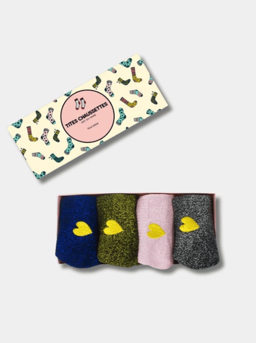 Lot de 4 Chaussettes Lurex & Coeur Pailletées - Kiabi
