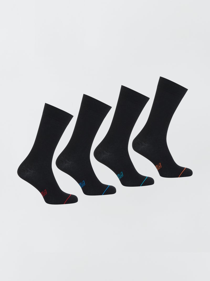 Lot de 4 chaussettes mi-hautes 'Athena' Noir - Kiabi