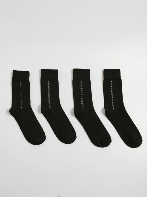 Lot de 4 Chaussettes petits motifs, foncé - AFIBEL - Kiabi