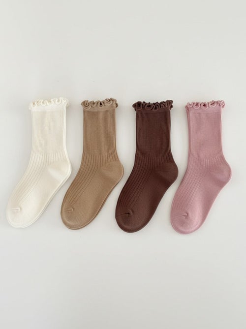 Lot de 4 Chaussettes Unies à Volant Enfants - Kiabi