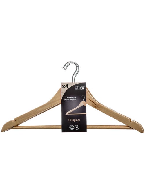 Lot de 4 cintres en bois hang'up - Kiabi Lot de 4 cintres en bois hang'up - Kiabi
