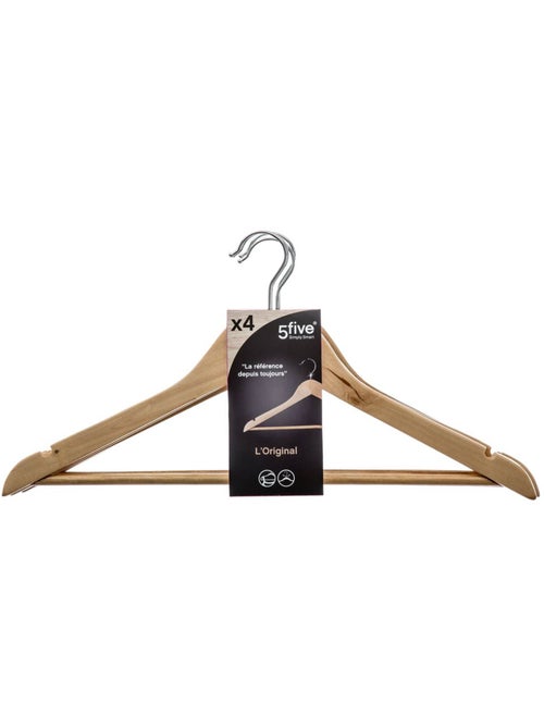 Lot de 4 cintres en bois hang'up - Kiabi Lot de 4 cintres en bois hang'up - Kiabi