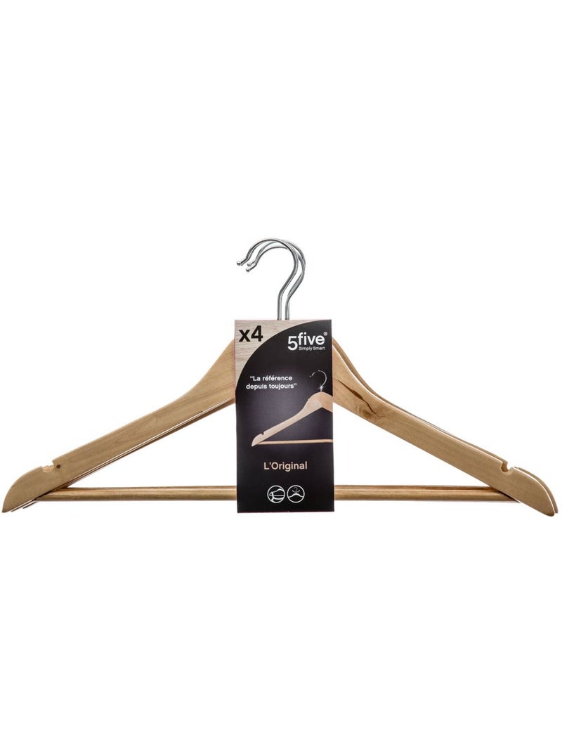 Lot de 4 cintres en bois hang'up Beige - Kiabi