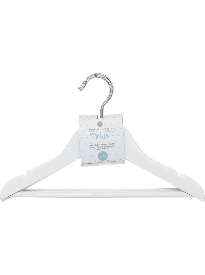 Lot de 4 cintres enfant en bois peint indy Blanc - Kiabi