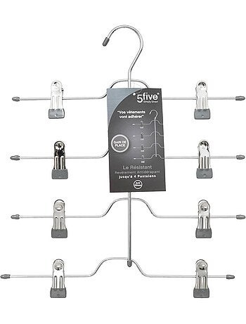 Lot de 4 cintres pour pantalons en métal hang' clip