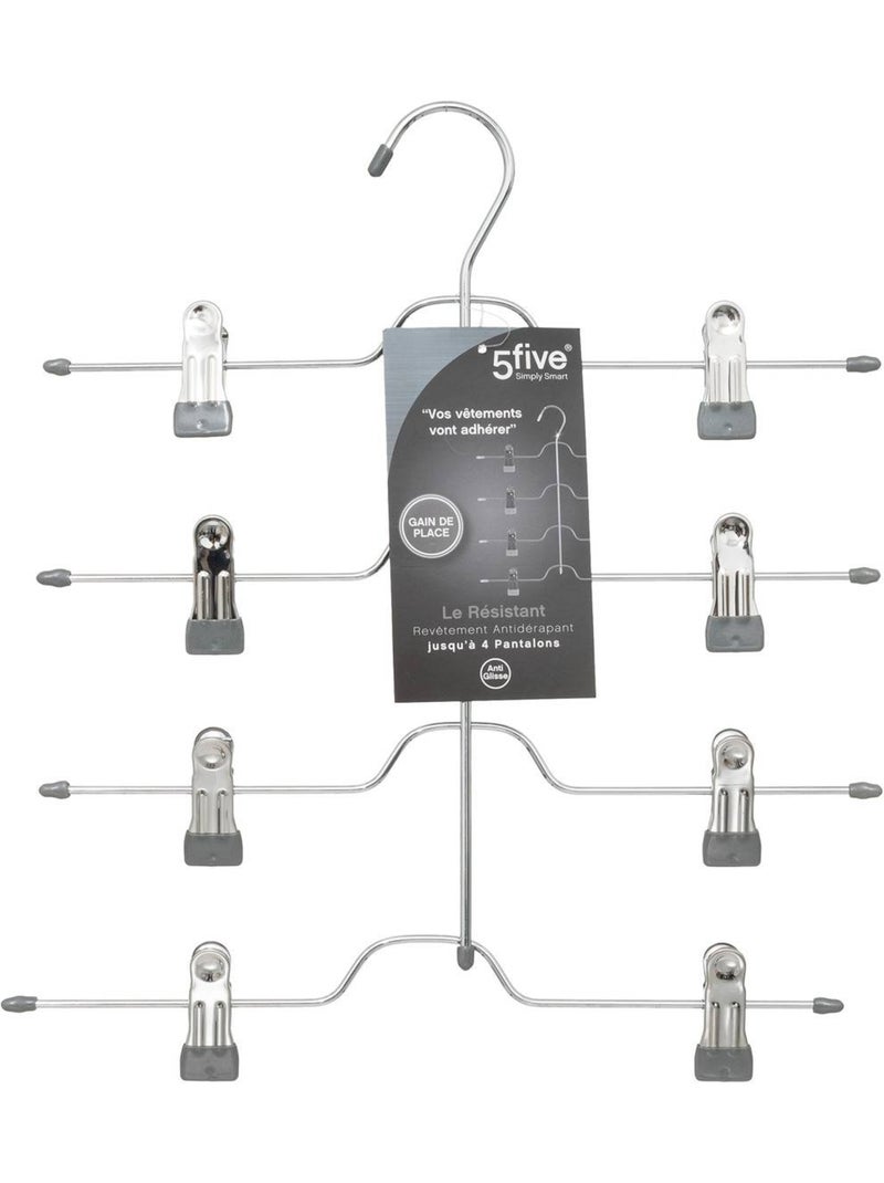Lot de 4 cintres pour pantalons en métal hang' clip Argent - Kiabi