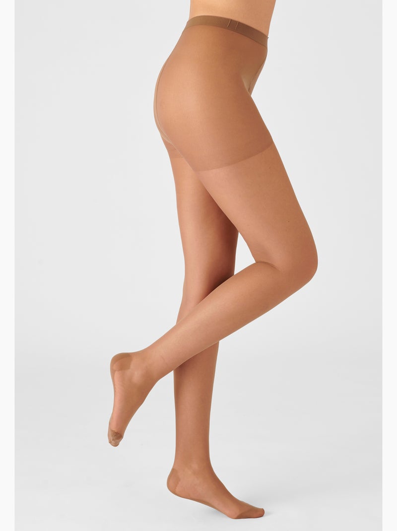 Lot de 4 collants mousse 20d spécial hanches fortes - damart Marron - Kiabi