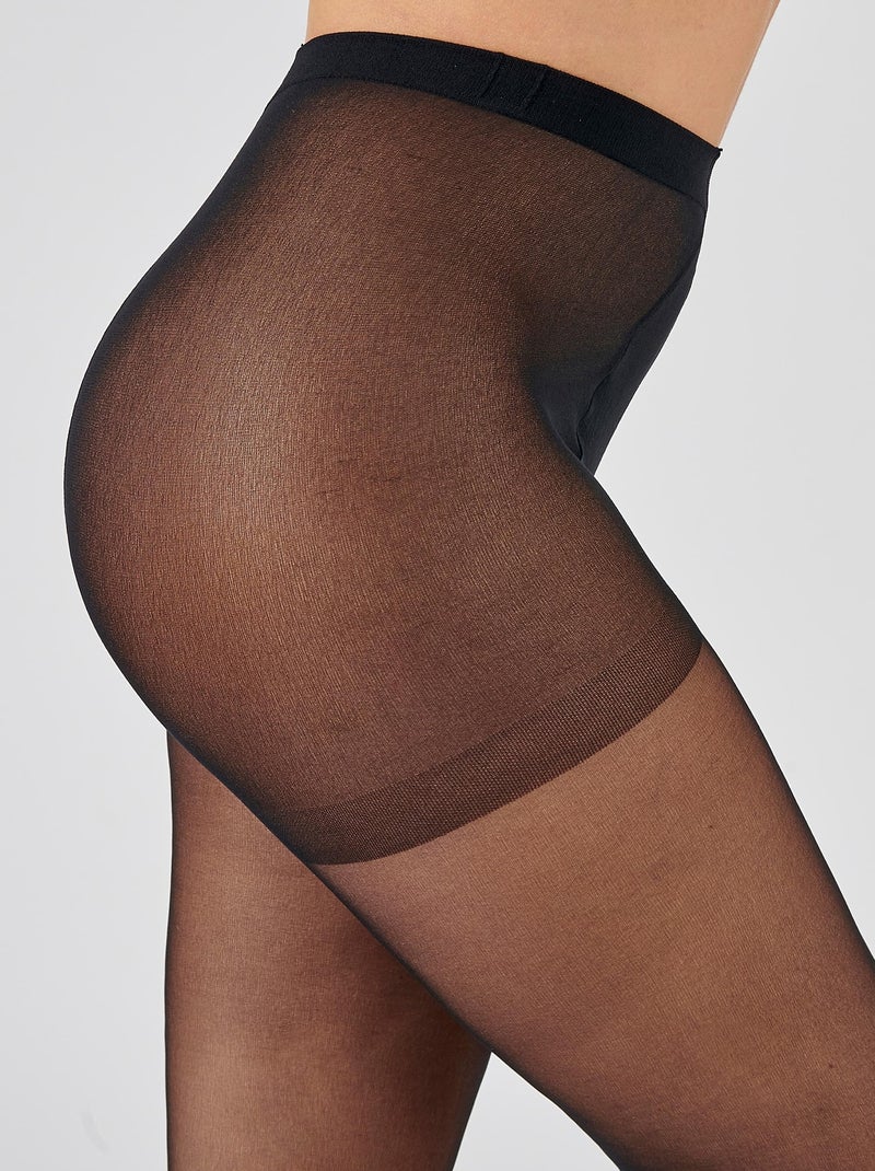 Lot de 4 collants mousse 20D spécial hanches fortes - Damart Noir - Kiabi