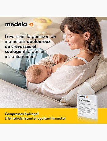 Lot de 4 compresses hydrogel Medela - Favorisent la cicatrisation, apaisent instantanément